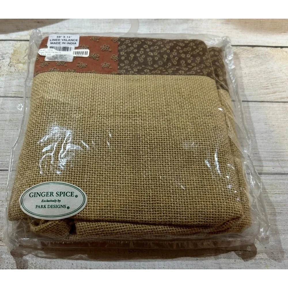 NEW Park Designs Ginger Spice Patchwork Burlap Farmhouse Valance 58